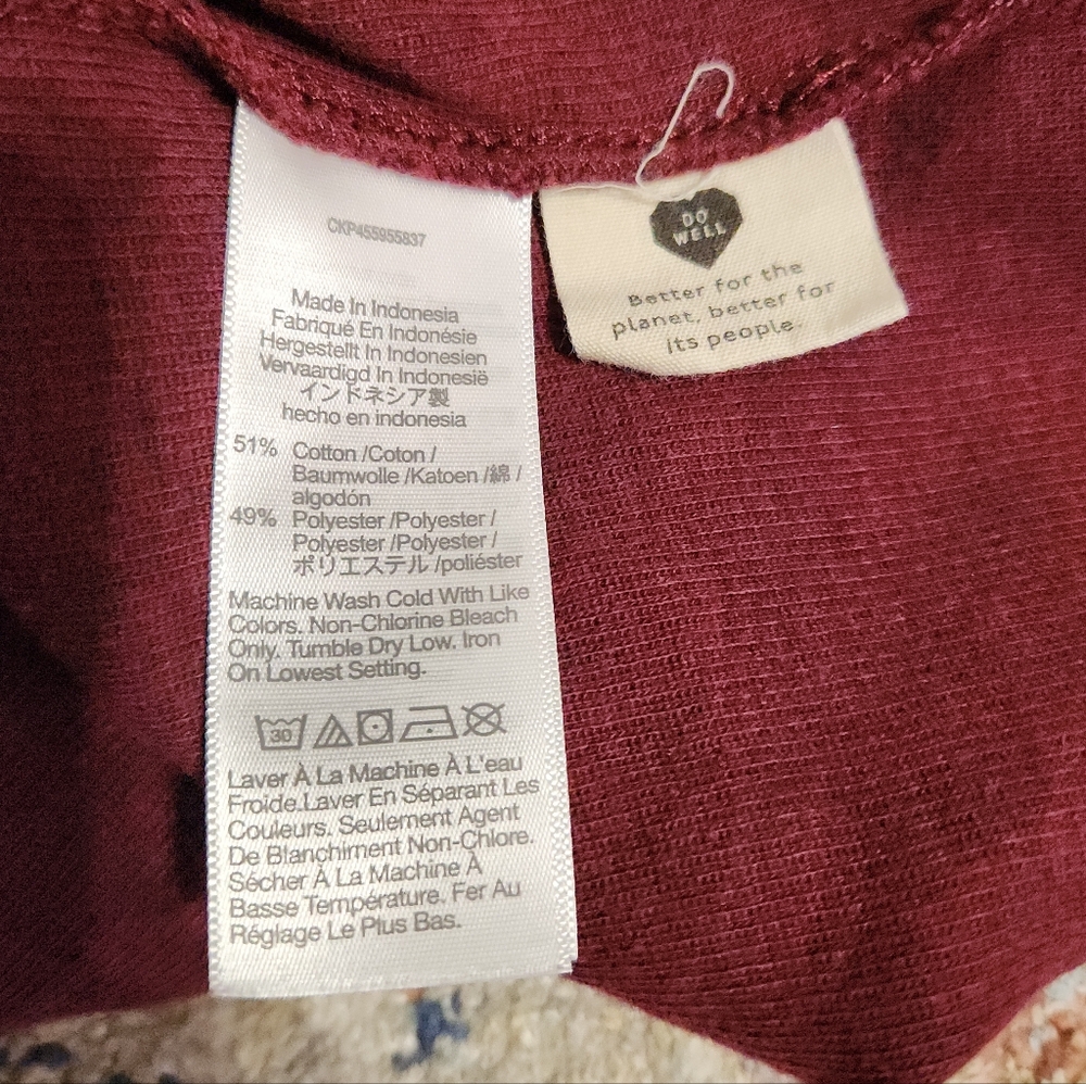Madewell (Re)sourced Mockneck Puff-Sleeve Top Sweater Burgundy Size Small - Picture 5 of 14